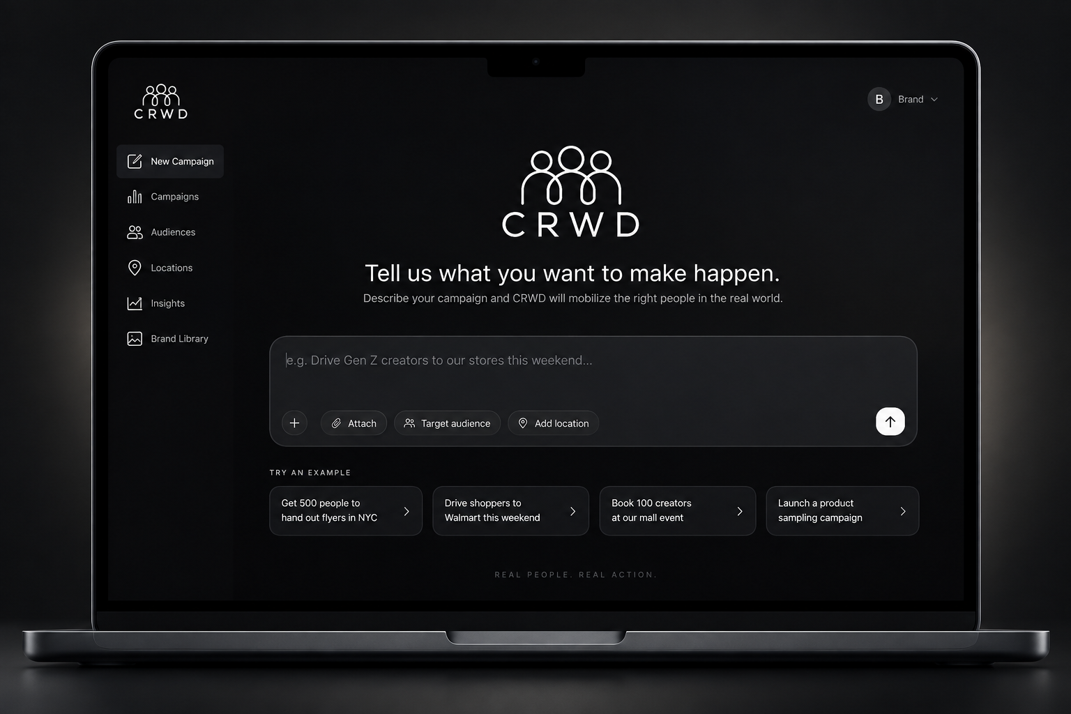 CRWD platform interface showing the campaign prompt screen